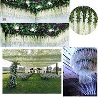 12 sztuk 45 cali sztuczne kwiaty glicynii fałszywe Wisteria Vine Ratta wiszące Garland jedwabne kwiaty ciąg dekoracja na przyjęcie ślubne 3